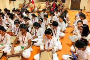 Girls receive their kits.