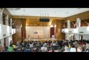 Swami Smaranananda delivers a talk on benefits of Meditation at Jammu.