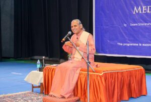 Swami Smaranananda delivers a talk at Visakhapatnam.