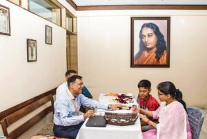 Mother registers her son for the camp.