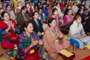 Devotees join in the chanting.