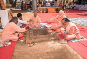 Monks participate in the Havan.