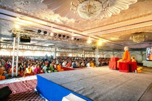 Devotees in a three hour long meditation.