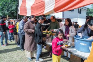 More than 10,000 devotees and general public partake prasad.