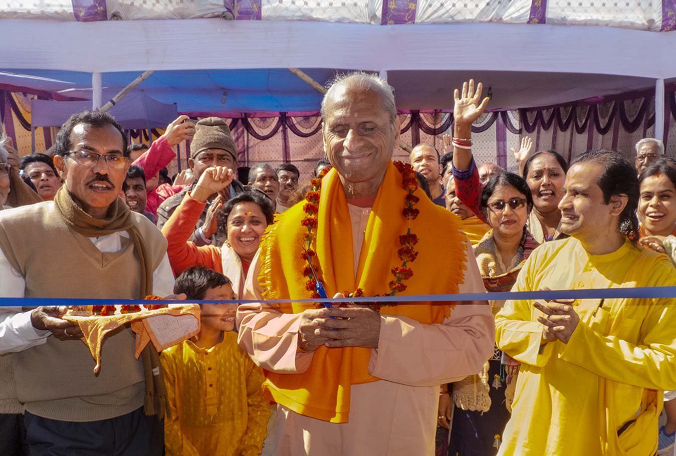 Joyous faces before entering the mandir.