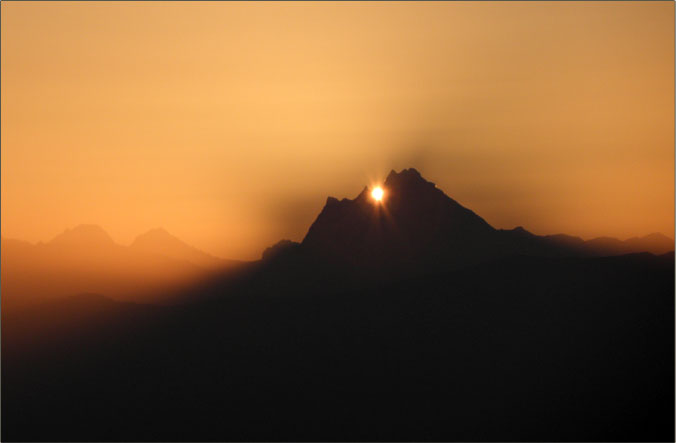 Sunrise from mountain top.