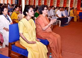 Devotees join in chanting.