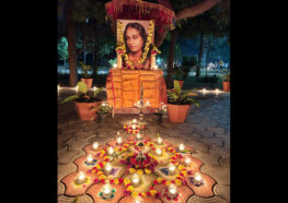 YSS Chennai Ashram Diwali 2024 - Paramahansa Yogananda's picture welcomes devotees to the ashram