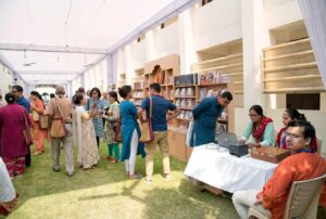 A busy book stall.